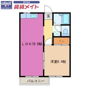 レジデンス南津D棟【1階】の間取り