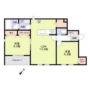 カーサオーヴェスト駕籠町【2階】の間取り