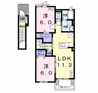 カーサ ルシェロ【2階】の間取り