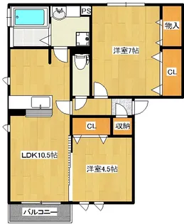 福島県郡山市富田町字細田【アパート】の間取り