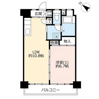 UR朝霞膝折【5階】の間取り