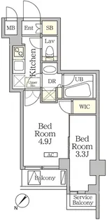 アジールコート池尻大橋【1階】の間取り