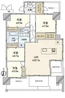 ロイヤルガーデンシティ学南町【2階】の間取り
