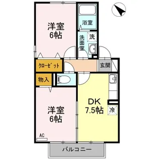 ハイツ トベラ D棟【1階】の間取り