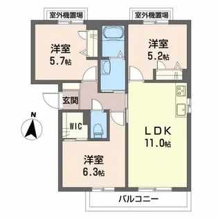 シャーメゾン・クレール A棟【3階】の間取り