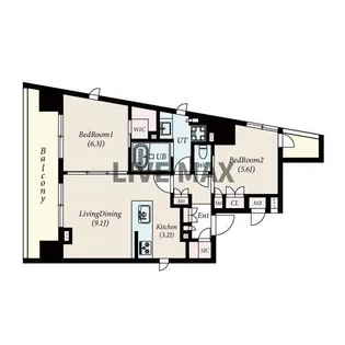 ベルジューレ日本橋【7階】の間取り