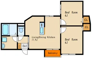 春とそよ風のフィオーレ SApt玉津町【2階】の間取り