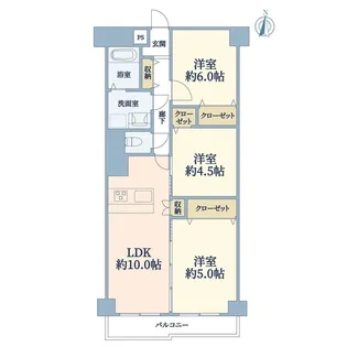 グリーンヒルズ横濱D棟【3階】の間取り