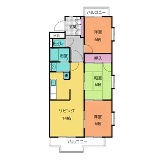 セントラルパークマンション【2階】の間取り