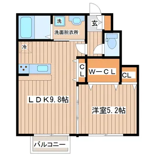 ディアコートA棟【1階】の間取り