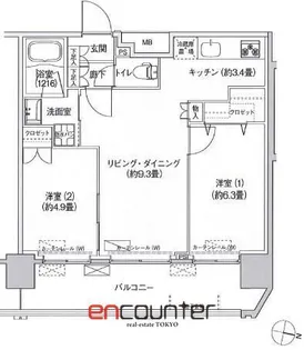 コスモグランス南品川【13階】の間取り