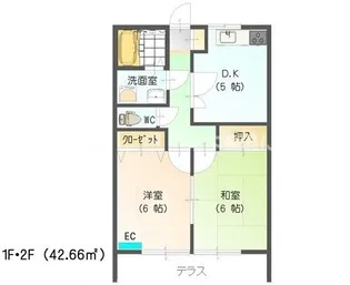 ハイツWEALII【1階】の間取り
