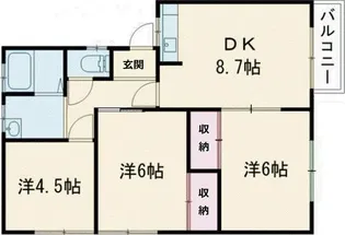 第3コーポ恵B【1階】の間取り