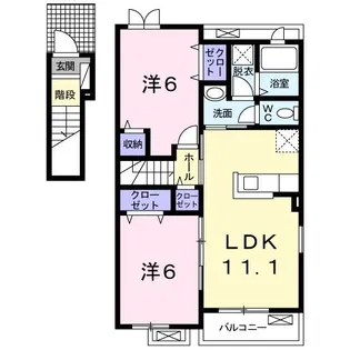 カーサ アバンツァートI【2階】の間取り