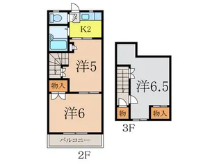 ハイツ中村園B【2階】の間取り