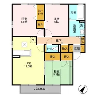 ローズガーデン・レジス ABCD【1階】の間取り