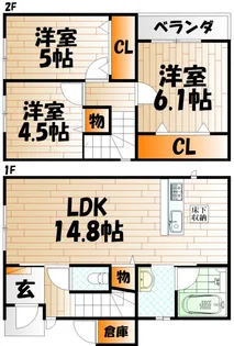 福岡県北九州市小倉南区湯川4【一戸建】の間取り