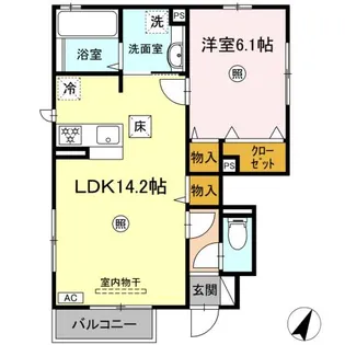 フェリース小名浜【1階】の間取り