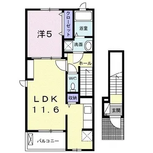 カーサ ドゥ ソレイユII【2階】の間取り