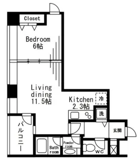 レジディアタワー麻布十番【6階】の間取り