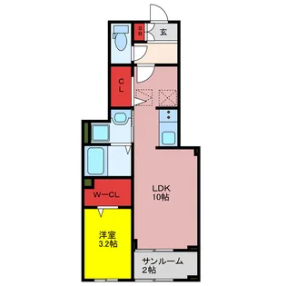 カーサ・アリアーテII【1階】の間取り