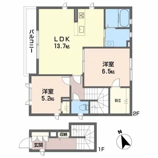 グリーンセント祝谷【2階】の間取り