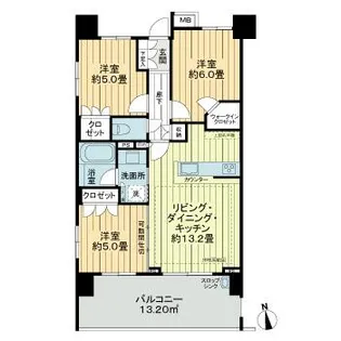 アデニウムコート木場【7階】の間取り