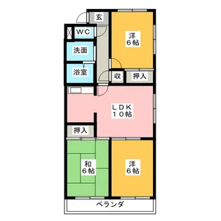 庄内公園朝日マンション【4階】の間取り