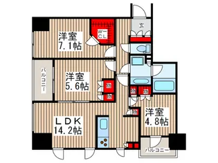 コンフォリア大宮【14階】の間取り