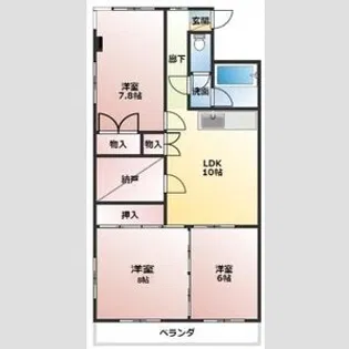ポートブリッジマンション【3階】の間取り