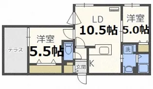 Liberte 菊水【1階】の間取り