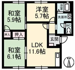 グリーンハイツ芝崎【1階】の間取り