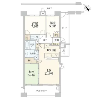 イトーピア鷺沼イル・スタジオーネ【2階】の間取り