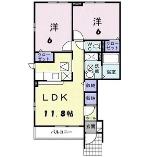 ミューズ・パルコA【1階】の間取り
