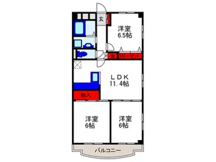 サンフラッツ南桜塚【2階】の間取り