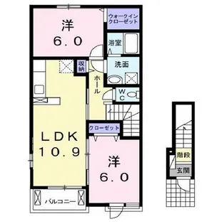 広島県福山市神辺町字道上【アパート】の間取り