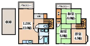 大阪府東大阪市東山町【一戸建】の間取り