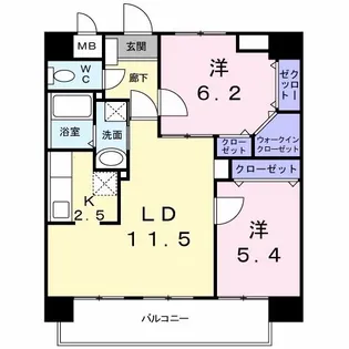 スカイシャトレ柚須【6階】の間取り