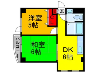 河内ハイツ【2階】の間取り