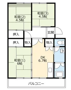 UR 泉南一丘団地 71棟【1階】の間取り