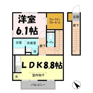 埼玉県越谷市千間台東3【アパート】の間取り