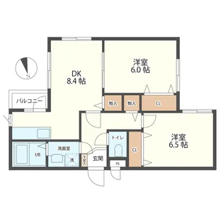 信開ラザール城南【1階】の間取り