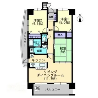 アルファステイツ東古松【6階】の間取り