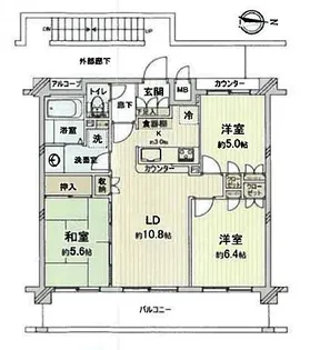 サンクレイドル東村山【3階】の間取り