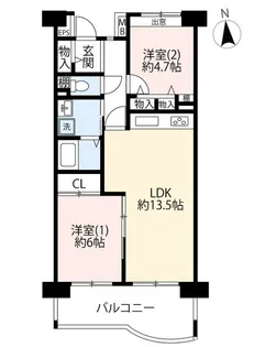 URサンヴァリエ桜堤【5階】の間取り