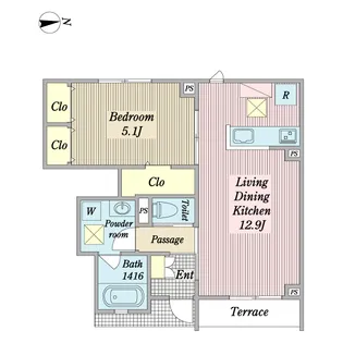 ガーデンフラット・ローレル【1階】の間取り