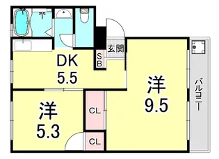 上高丸厚生年金住宅2号棟【2階】の間取り