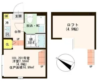 ハーモニーテラス平井【1階】の間取り