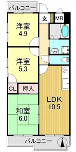 エルエムヒルズ平野【6階】の間取り