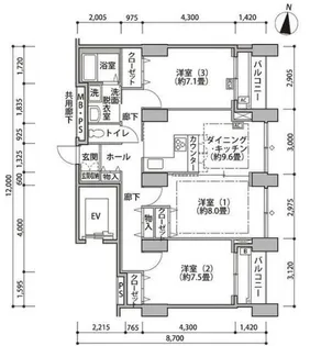 東雲キャナルコートCODAN14号棟【5階】の間取り